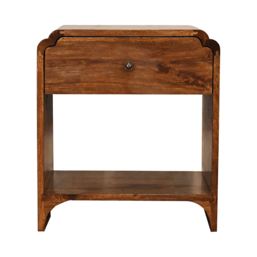 Newton Curved Mango Wood Bedside Table