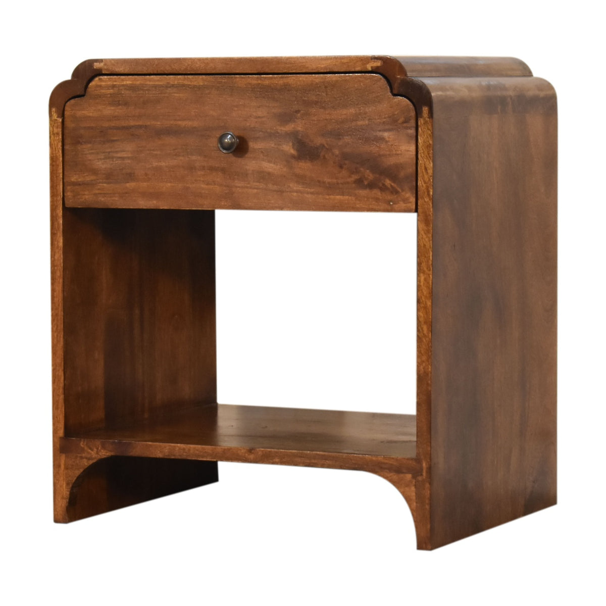 Newton Curved Mango Wood Bedside Table