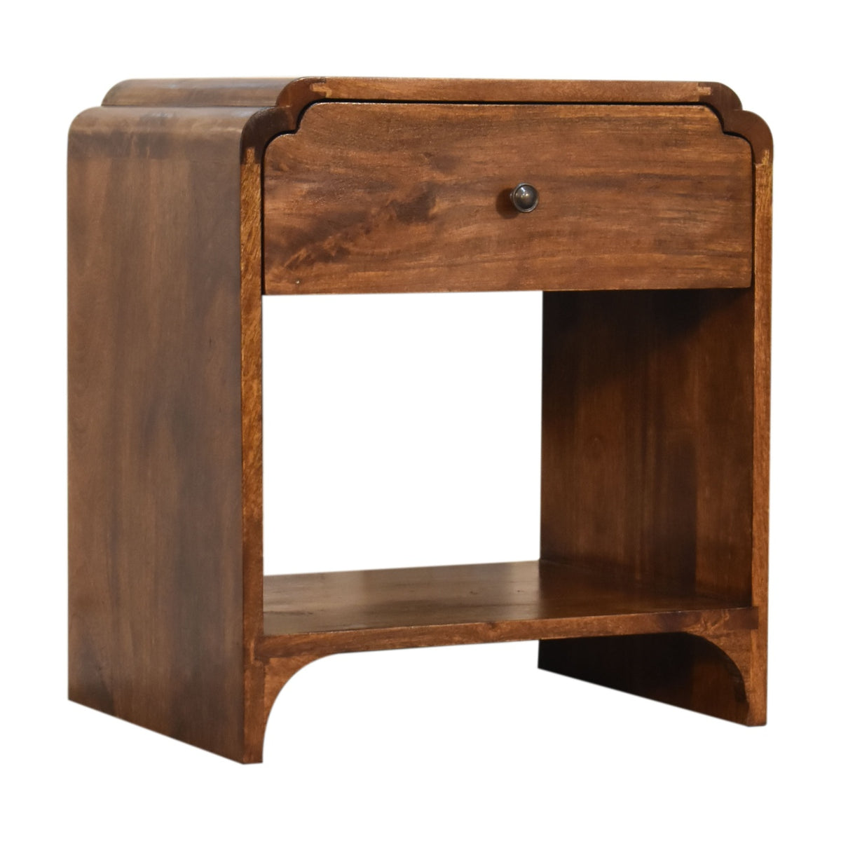 Newton Curved Mango Wood Bedside Table