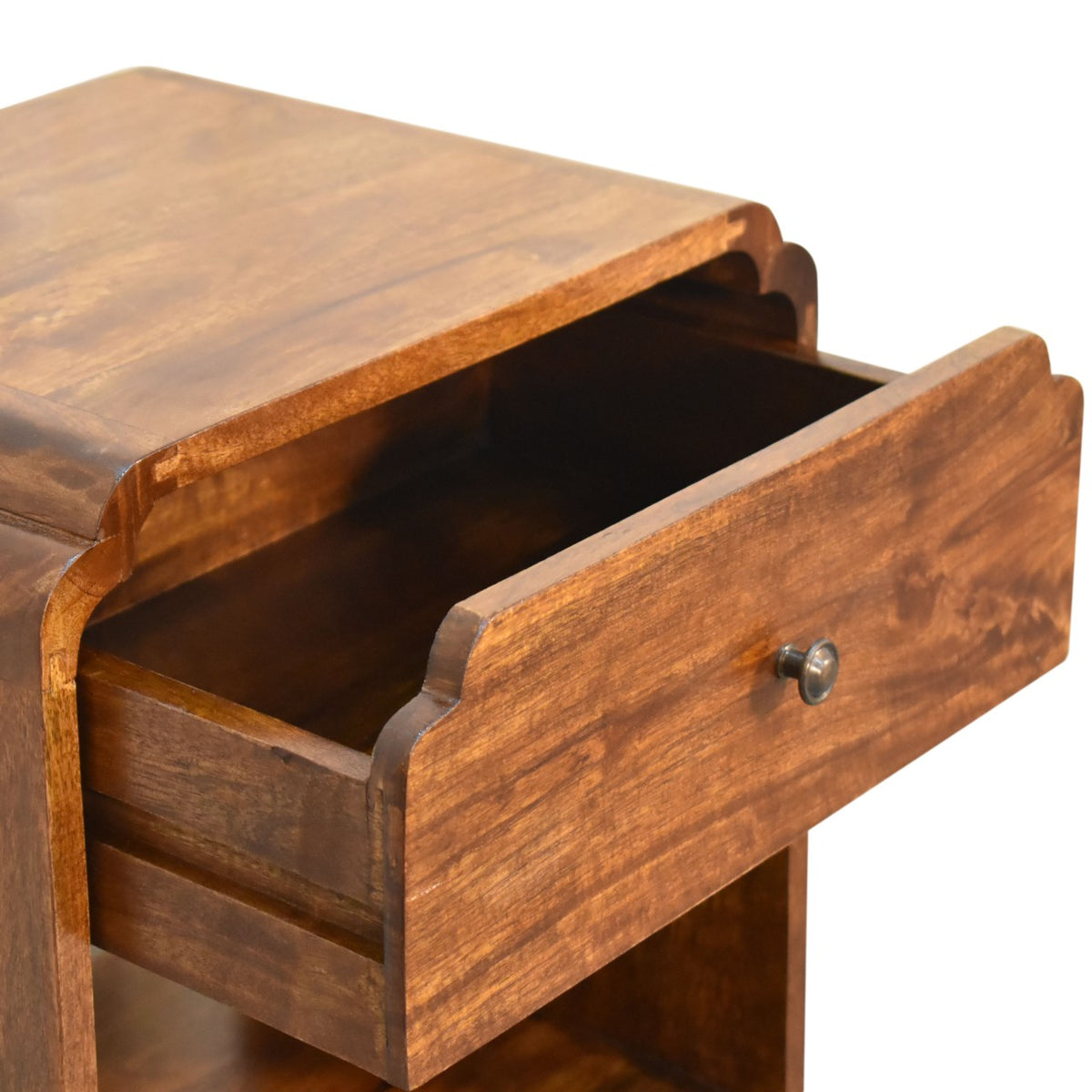 Newton Curved Mango Wood Bedside Table