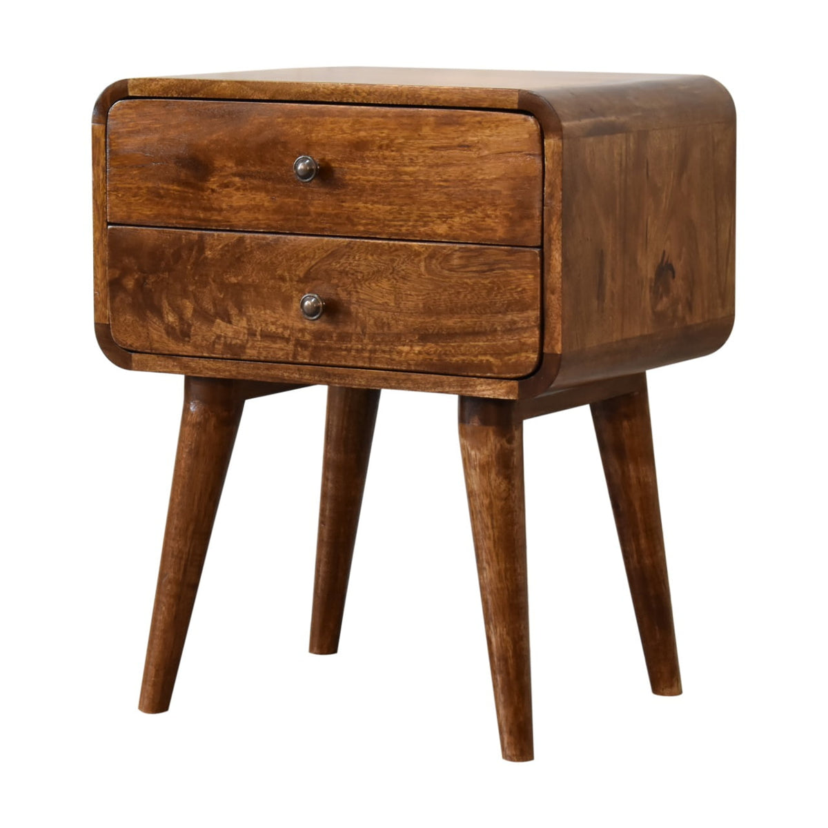 Hadley Curved Chestnut Bedside Table