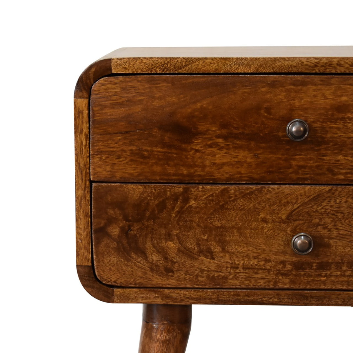 Hadley Curved Chestnut Bedside Table