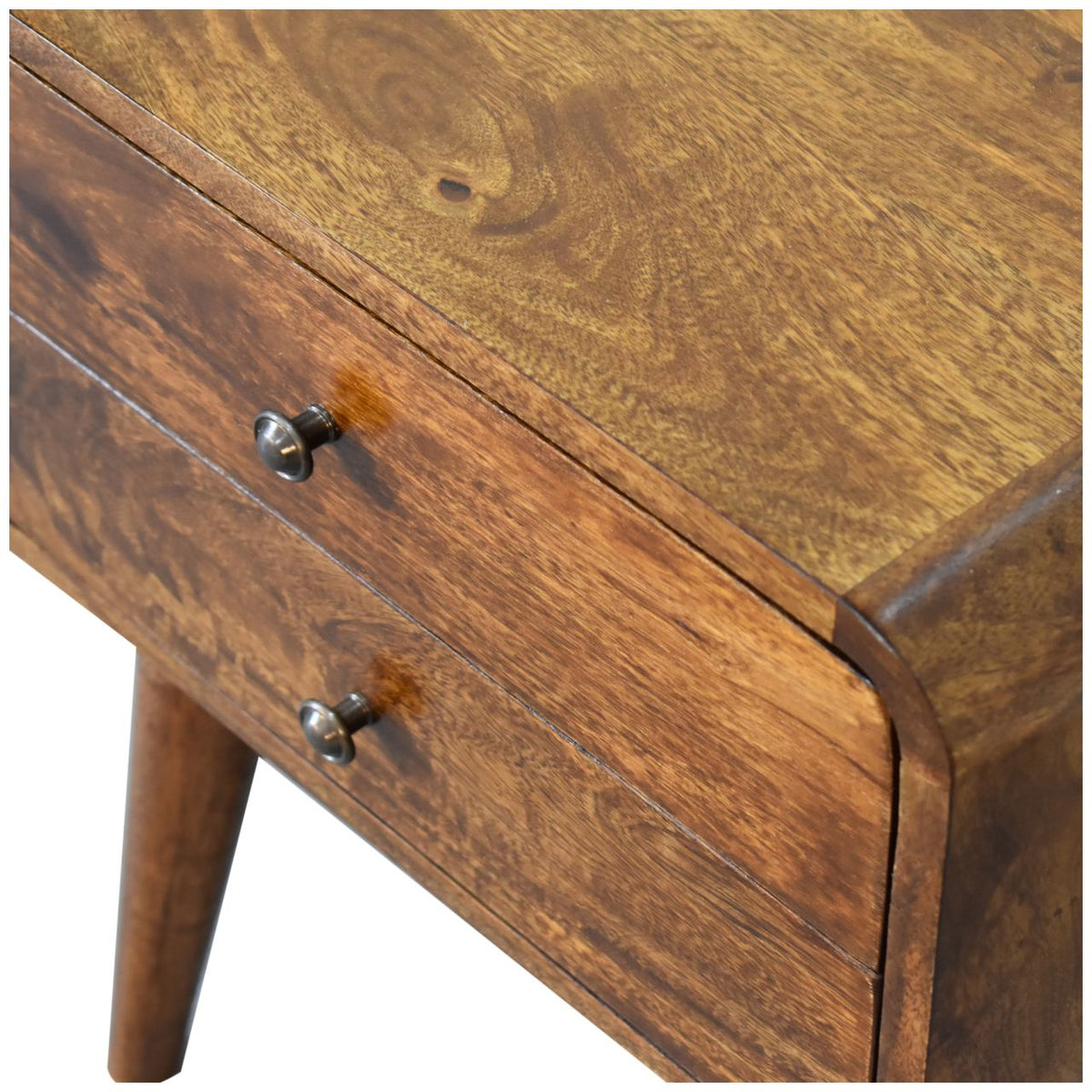 Hadley Curved Chestnut Bedside Table