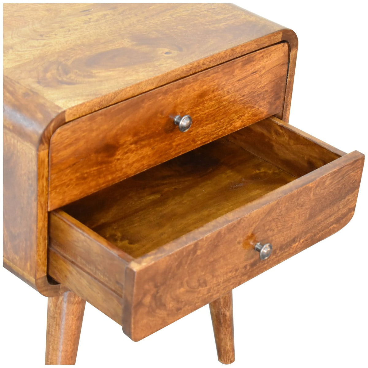 Hadley Curved Chestnut Bedside Table