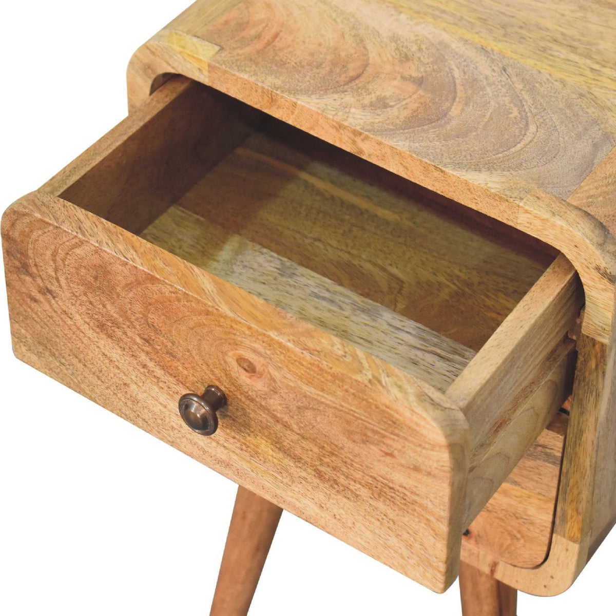 Luna Mini Curved Mango Wood Bedside Table