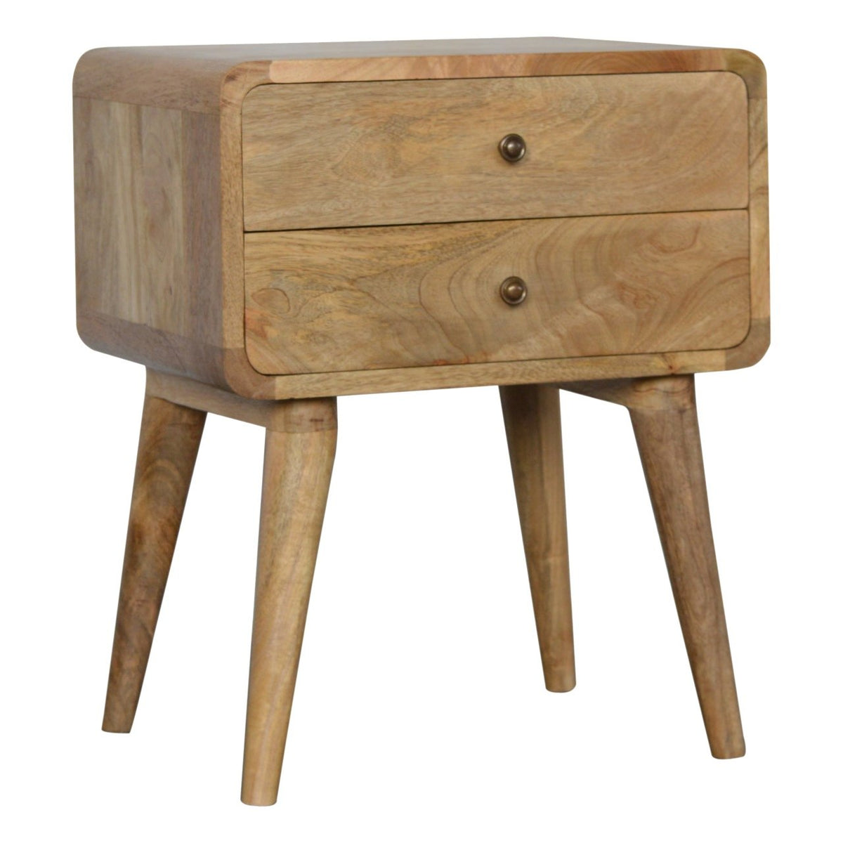 Aurelia Curved Mango Wood Bedside Table