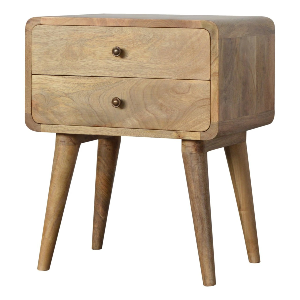 Aurelia Curved Mango Wood Bedside Table