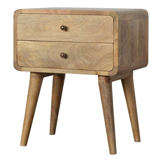 Aurelia Curved Mango Wood Bedside Table
