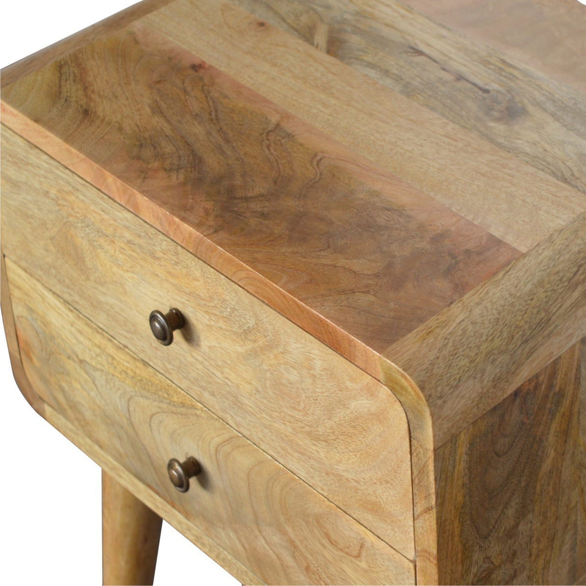 Aurelia Curved Mango Wood Bedside Table