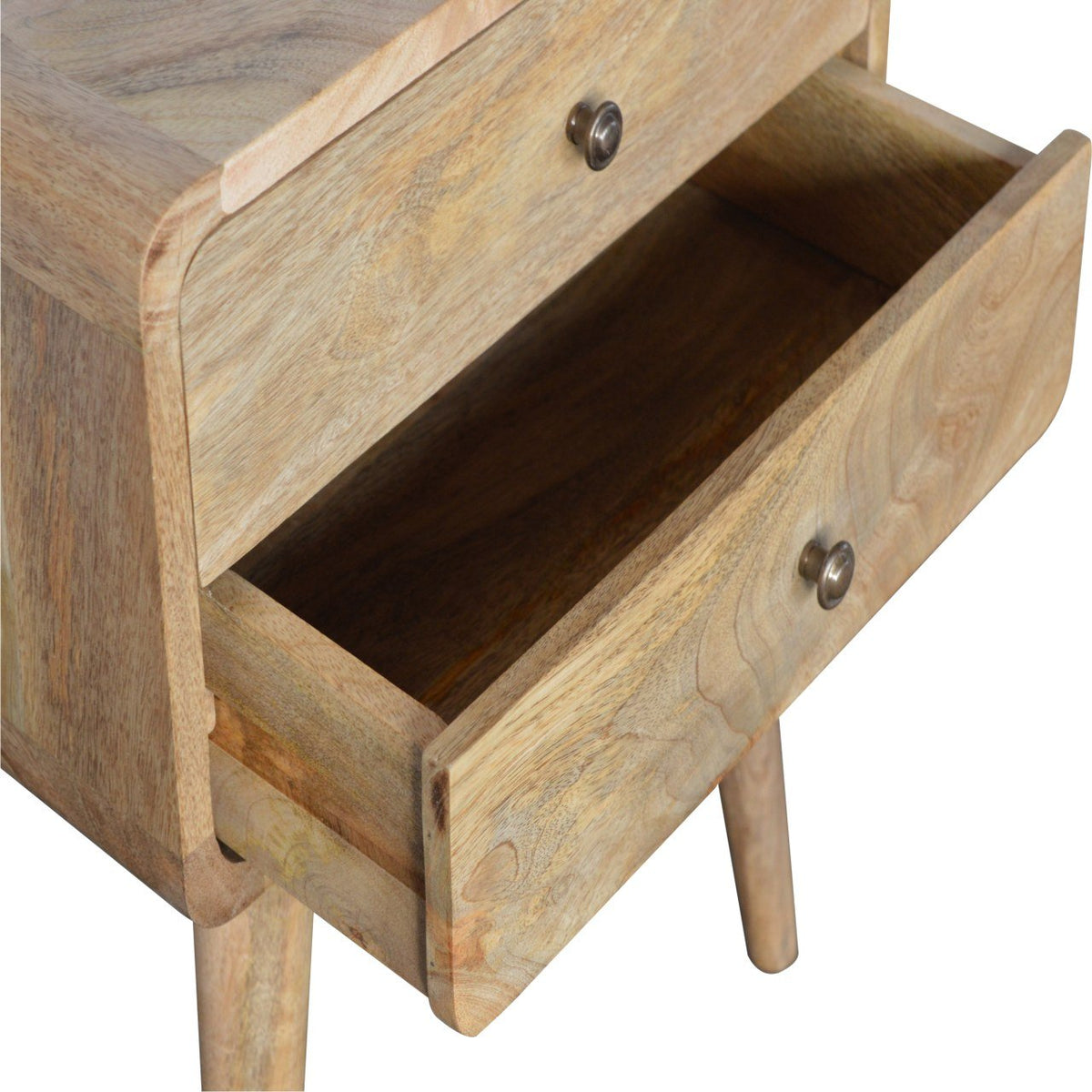 Aurelia Curved Mango Wood Bedside Table